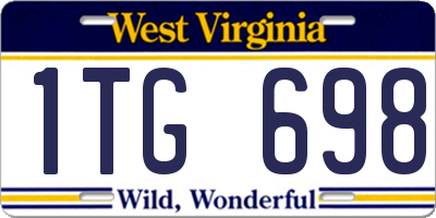 WV license plate 1TG698