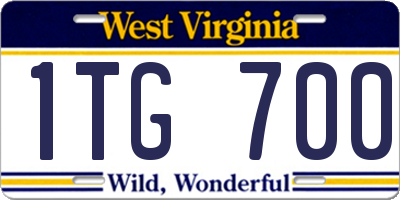 WV license plate 1TG700