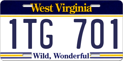 WV license plate 1TG701