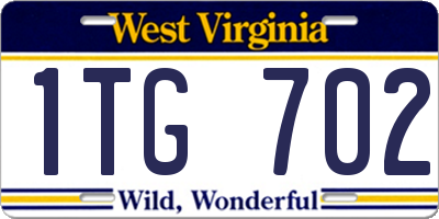 WV license plate 1TG702