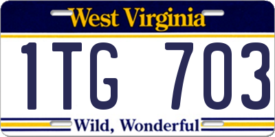 WV license plate 1TG703