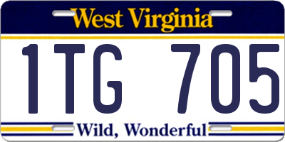 WV license plate 1TG705