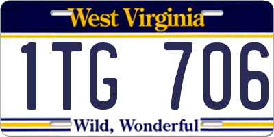 WV license plate 1TG706