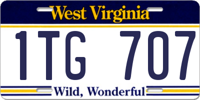WV license plate 1TG707