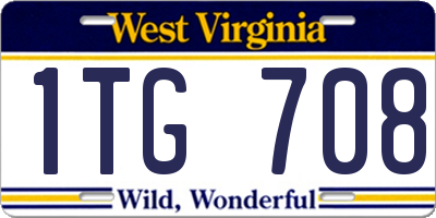 WV license plate 1TG708