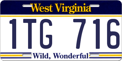 WV license plate 1TG716