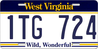 WV license plate 1TG724