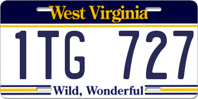 WV license plate 1TG727