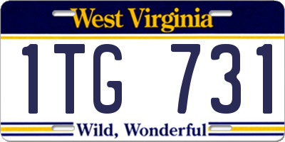 WV license plate 1TG731