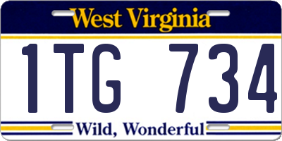 WV license plate 1TG734