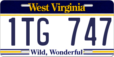 WV license plate 1TG747