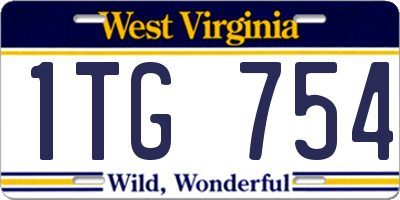 WV license plate 1TG754