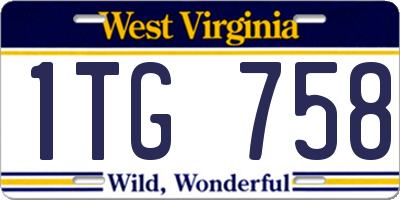 WV license plate 1TG758