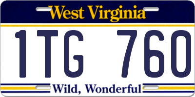 WV license plate 1TG760