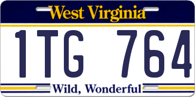 WV license plate 1TG764