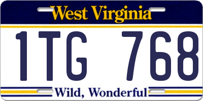 WV license plate 1TG768