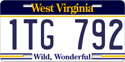 WV license plate 1TG792