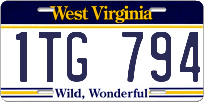 WV license plate 1TG794