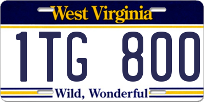 WV license plate 1TG800