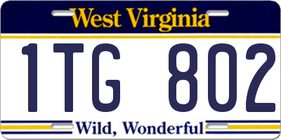 WV license plate 1TG802