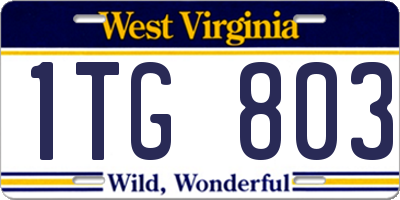 WV license plate 1TG803