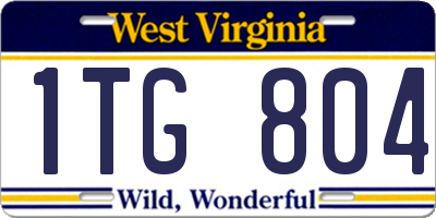 WV license plate 1TG804