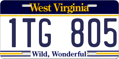 WV license plate 1TG805