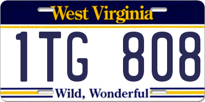 WV license plate 1TG808