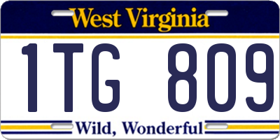 WV license plate 1TG809
