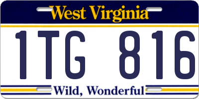 WV license plate 1TG816