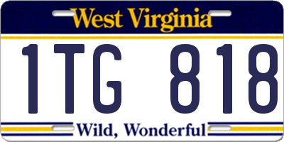 WV license plate 1TG818