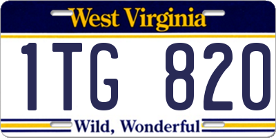 WV license plate 1TG820