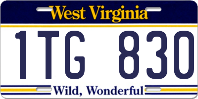 WV license plate 1TG830