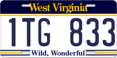 WV license plate 1TG833