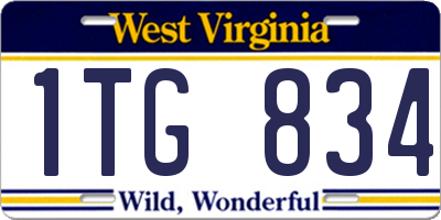 WV license plate 1TG834