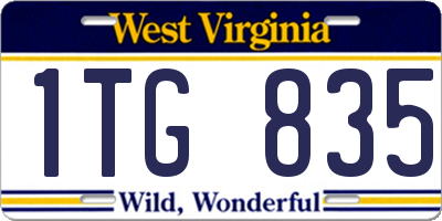 WV license plate 1TG835