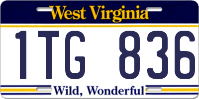WV license plate 1TG836