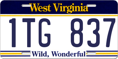 WV license plate 1TG837