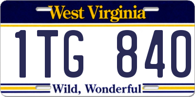 WV license plate 1TG840