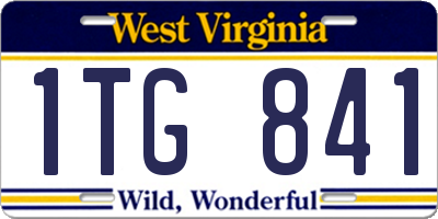 WV license plate 1TG841