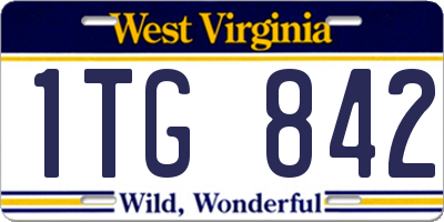 WV license plate 1TG842
