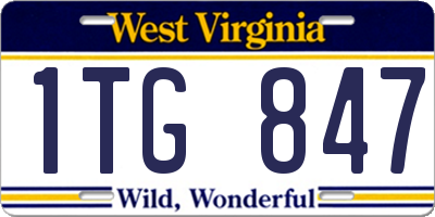 WV license plate 1TG847