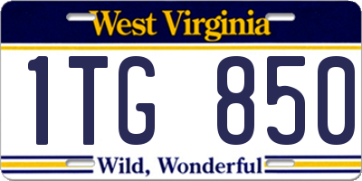 WV license plate 1TG850