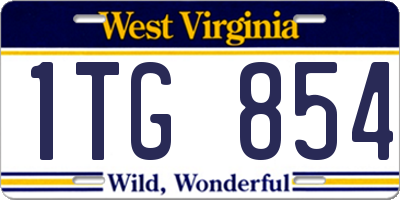 WV license plate 1TG854