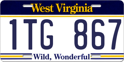 WV license plate 1TG867