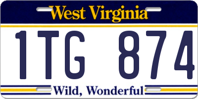 WV license plate 1TG874