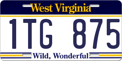 WV license plate 1TG875