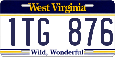 WV license plate 1TG876