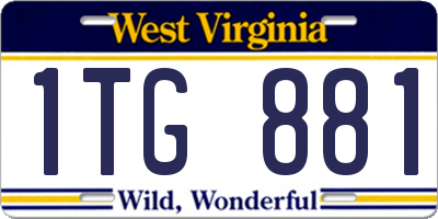 WV license plate 1TG881