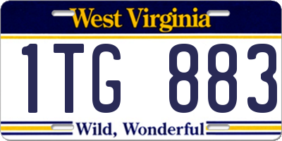 WV license plate 1TG883